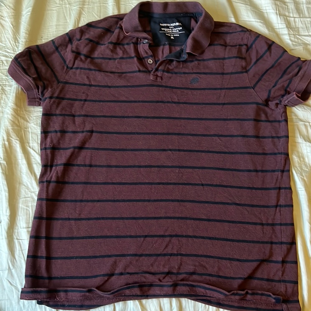 Banana Republic - XL - Short Sleeve Polo - Red w/ Black Stripes